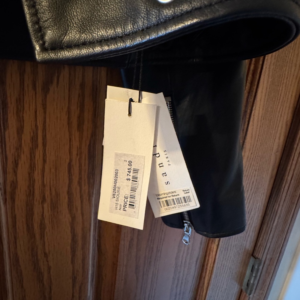 Sandro Black Leather Biker Jacket - Picture 3 of 6